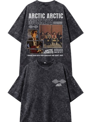 Fuddy Moda Unisex Oversize Rock Band Artric Monkeys Snap Out Of It Sırt Baskılı Yıkamalı Retro T-Shirt