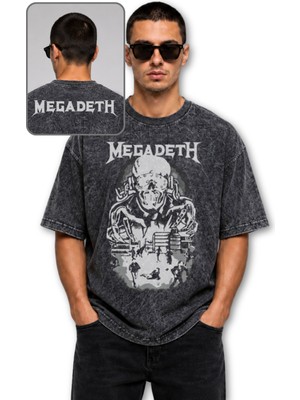 Fuddy Moda Unisex Oversize Megadeth Ense Baskılı Yıkamalı Rock Band Tişört