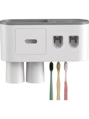 Svoria Store Banyo Organizer Diş Fırçası Tutucu Çift Dispenserli Raflı Çekmeceli