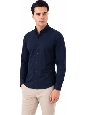 Advante Erkek Spor Slim Fit Uzun Kol Petek Dokulu Gömlek BGL-ST05483