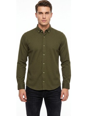 Advante Erkek Spor Slim Fit Uzun Kol Petek Dokulu Gömlek BGL-ST05483