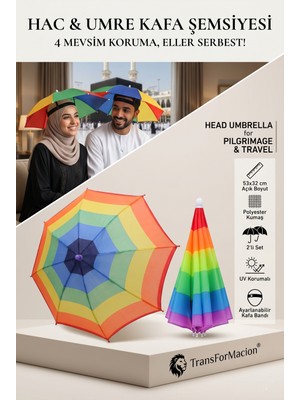 Hac Umre Kafa Şemsiyesi Güneş Koruma Şemsiyesi 2 Adet Raınbow 716266