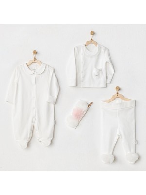 Enco Store AC24501 Petit Love Newborn Tüllü 4 Parça Set Ekru