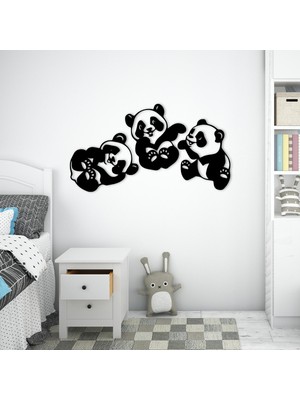 To Design Lab 3'lü Set Panda Çocuk Odası Dekoratif Tablo