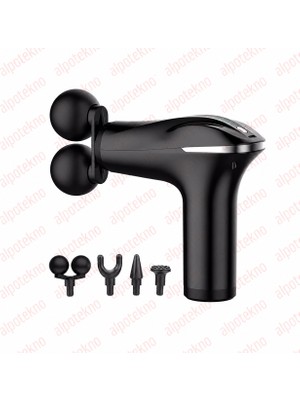 Alpotekno 4 Başlıklı Şarjlı Masaj Tabancası Bel Sırt Boyun Bacak Kas Rahatlatıcı