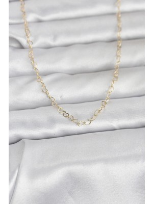 Nemere Mey Ithalat® cm 14K Gold Renk Kalp Zincirli 60 cm Kadın Kolye