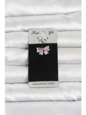 Inure Jewelry 316L Cerrahi Çelik Pembe Fiyonk Model Göbek Piercing