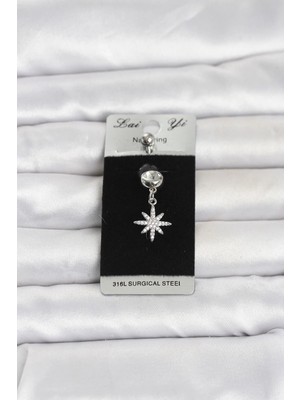 Inure Jewelry 316L Cerrahi Çelik Sallantılı Kutup Yıldızı Model Göbek Piercing