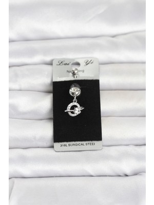 Inure Jewelry 316L Cerrahi Çelik Sallantılı Yıldız Model Göbek Piercing