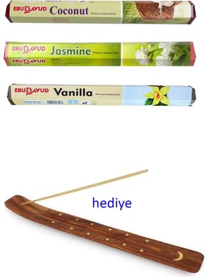 Nemere 3 Paket 20 Çubuklu Tütsü Jasmine - Coconut - Vanilla - Kayık Hediyeli