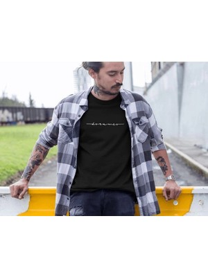 Nemere Bisiklet Yaka Baskılı Oversize T-Shirt - Siyah