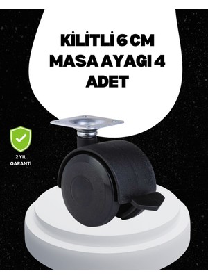 6 cm Kilitli Tekerlek Ayak 4 Adet Sehpa ve Ekipman Uyumlu Nemere