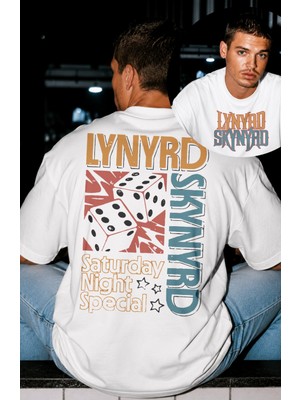 Fuddy Moda Unisex Oversize Lynyrd Skynyrd Saturday Night Special Sırt Baskılı Rock Band Tişört