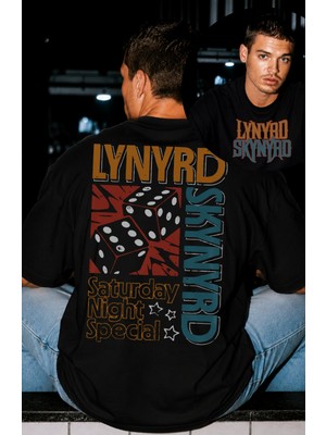 Fuddy Moda Unisex Oversize Lynyrd Skynyrd Saturday Night Special Sırt Baskılı Rock Band Tişört