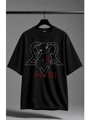 Fuddy Moda Unisex Oversize Rock Band Hım Baskılı Bisiklet Yaka Tişört