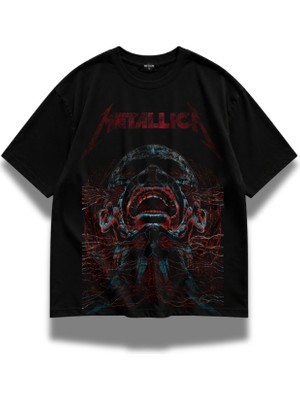 Fuddy Moda Unisex Oversize Metallica Tulsa Baskılı Rock Band Tişört