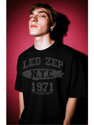 Fuddy Moda Unisex Oversize LED Zep 1971 LED Zeppelin Baskılı Rock Band Tişört