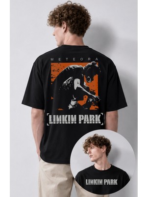 Fuddy Moda Unisex Oversize Linkin Park Meteora Sırt Baskılı Bisiklet Yaka Rock Band Tişört