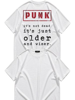 Fuddy Moda Unisex Oversize Punk Its Not Dead Its Just Older And Wiser Sırt Baskılı Bisiklet Yaka Tişört