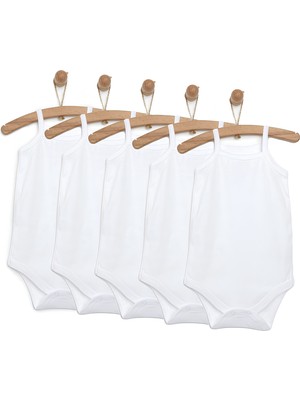 bebekokusu Hellobaby Unisex 5li Beyaz Body Bisiklet Yaka Ip Askılı Beyaz