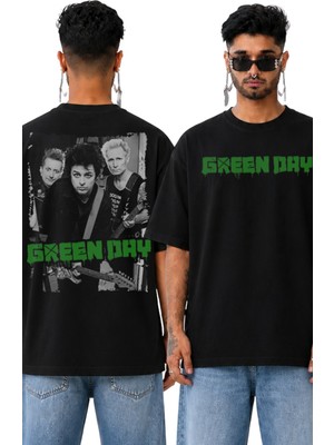 Fuddy Moda Unisex Oversize Green Day Members Sırt Baskılı Punk Rock Band Tişört