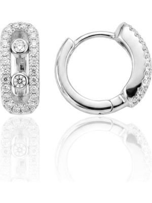 Söğütlü Silver 925 Ayar Gümüş Küpe Hareketli Zirkon Taşlı Umut Işığı Kapsül Model Halka Küpe - Beyaz Altın Görünümü SGTL13380RODAJ
