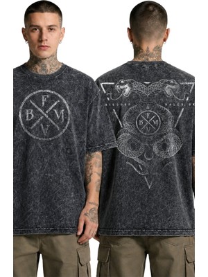 Fuddy Moda Unisex Oversize Bullet For My Valentine Bfmv Logo Sırt Baskılı Yıkamalı Rock Band Tişört