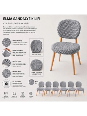 Pixue Tuğla Desenli Premium Elma Sandalye Kılıfı Gri Beyaz Yeni Model