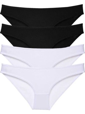 Modanı Seç 4 Adet Eko Set Likralı Kadın Slip Külot Siyah Beyaz