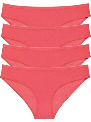 Modanı Seç 4 Adet Süper Eko Set Likralı Kadın Slip Külot Kırmızı