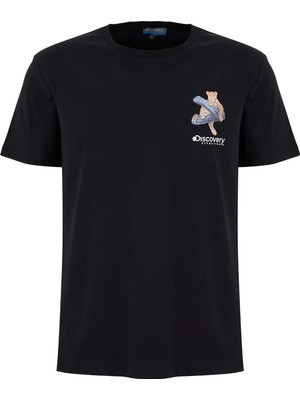 Discovery Expedition D6SM-TST3680 Siyah Bisiklet Yaka Relaxed Düz Erkek T-Shirt