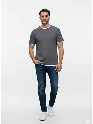 The Crow Gri Erkek Boyfriend Baskılı T-Shirt TC9040_LARG