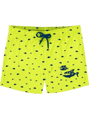 Slipstop Sarı Erkek Çocuk Desenli Şort Mayo Chucky Short