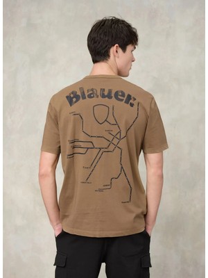 Blauer Kahverengi Erkek Regular Fit Yazı Baskılı T-Shirt 26SBLUH02069-340 Jeffers