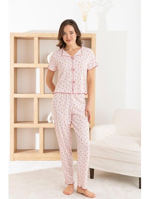 Nisanca Venice Dream %100 Pamuk Minimal Desenli Kadın Pijama Takımınefes Alabilir, Rahat Ev Giyim Seti