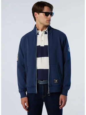 North Sails Lacivert Erkek Fermuarlı Regular Fit Nakışlı Sweatshirt NS0000691126