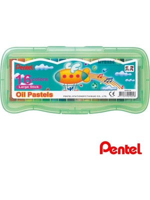 Pentel 16 Renk Yağ Bazlı Pastel Boya Seti Büyük Parçalar ile Kırtasiye Ürünleri