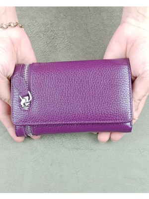Edo Bag Wallet Hakiki Deri Parlak Çıtçıtlı Kadın Cüzdan