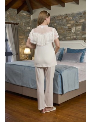 Modadua Aqua 26302 Dantel Detay Lohusa Pijama Takımı