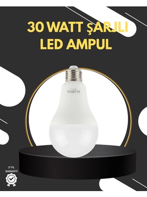 Aslanoğlu Store Mey Ithalat® Acil Durumlar Için Şarjlı LED Ampul 6400K Soğuk Beyaz 30 Watt
