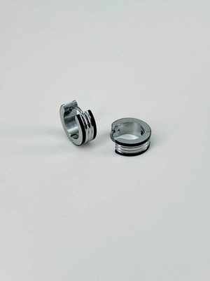 Aslanoğlu Store Rodyum ve Siyah Çelik Erkek Küpe Çap (9 Mm) Kalınlık (5 Mm) - EKP0009