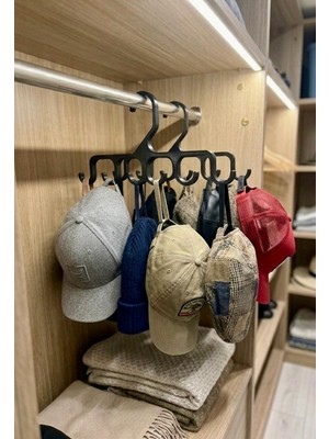 Yami Design 2 Adet 6 Kancalı Çok Amaçlı Gardırop Içi Düzenleyici Askı Organizer Şapka, Sütyen, Şal, ve Kemer Askısı 21 cm