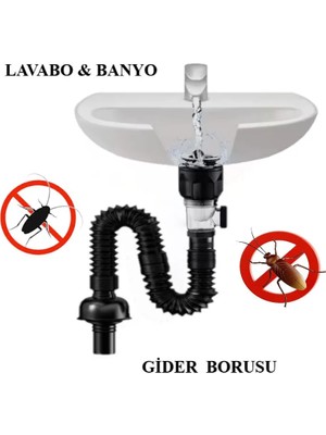 Movitekno Koku Önleyici Banyo Lavabo Gider Seti, Haşere Önleyici,Genişletilebilir S Borusu, Banyo ve Mutfak Lavaboları Için Lavabo Uzatma Borusu