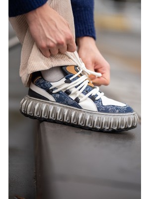 Guja Desenli Deri Yüksek Taban Erkek Sneaker