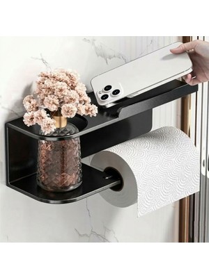 E-Tüccar Tuvalet Kağıdı Askısı 3m Yapışkanlı Banyo Tuvalet Kağıtlığı Aparatı Stant Peçetelik Organizer Metal
