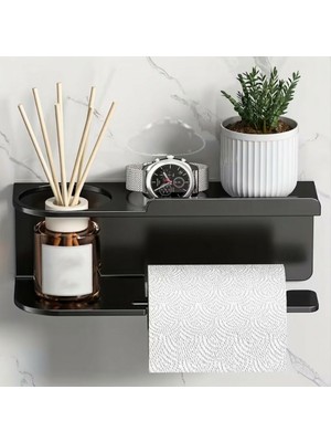 E-Tüccar Tuvalet Kağıdı Askısı 3m Yapışkanlı Banyo Tuvalet Kağıtlığı Aparatı Stant Peçetelik Organizer Metal