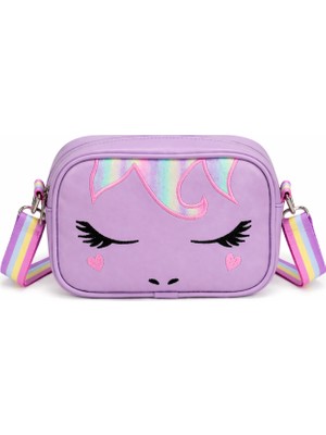 İcone Bag Unicorn Nakışlı Kız Çocuk Çantası, Lila Çocuk Omuz Çantası, Unicorn Çanta