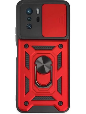 BSH Gülbay Mobilya Newface Xiaomi Poco X3 Gt Kılıf Pars Lens Yüzüklü Silikon - Kırmızı