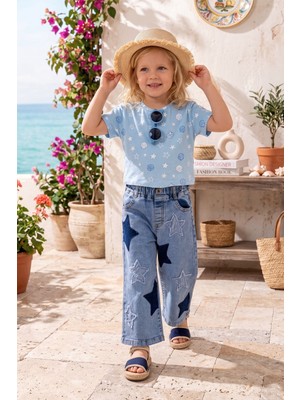 Babymod Yıldız Işlemeli Denim Kız Çocuk Kot Pantolon