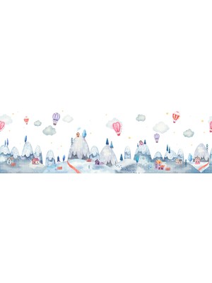 Arterior Wallpaper Köyün Üzerinde Uçan Balonlar Çocuk Odası Poster Duvar Kağıdı